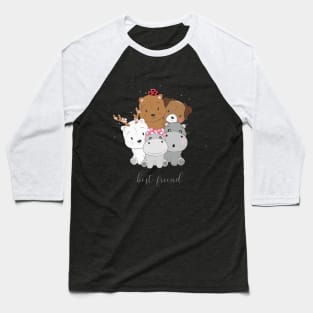 cute best friend cartoon animals Baseball T-Shirt